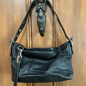 Coach Vintage Black Leather East West Legacy Tassel Hobo Shoulder Bag No. S-1417